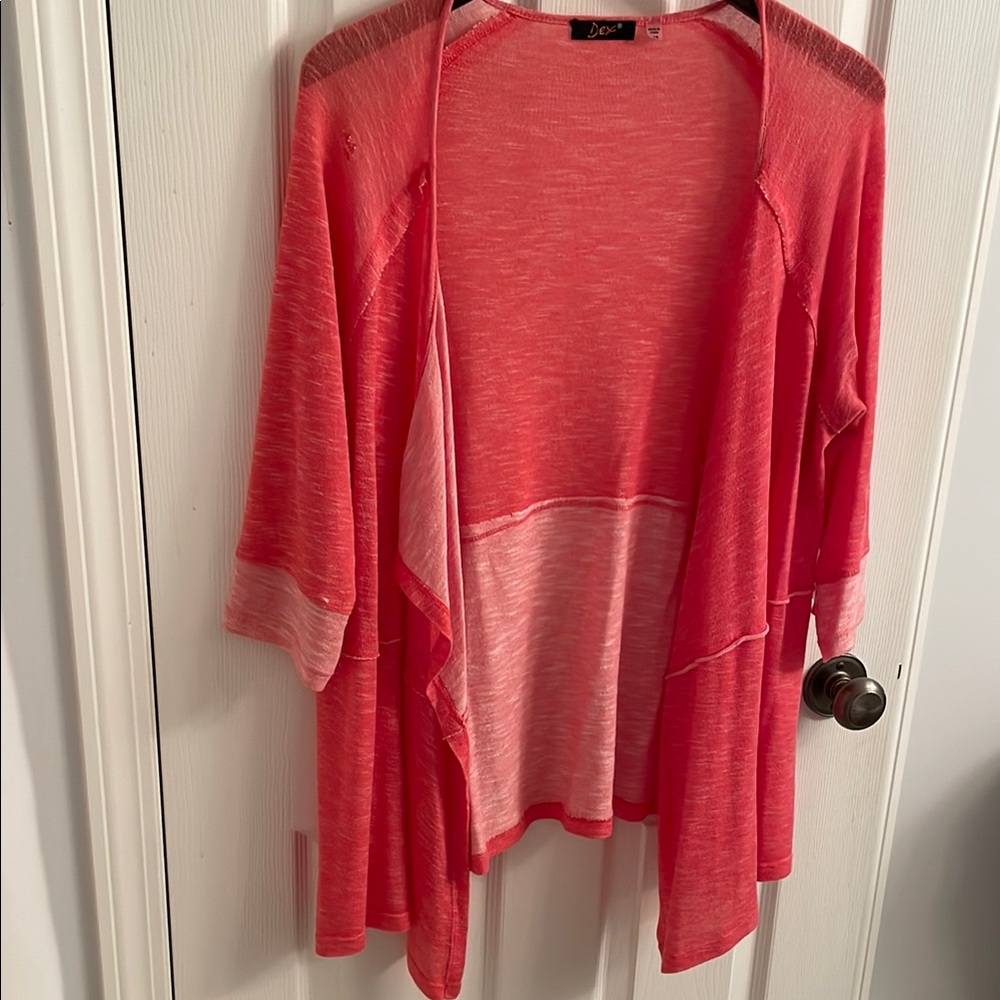 Coral Open-Front Cardigan
